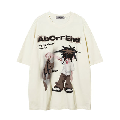 Fashion Cartoon Anime Print Short Sleeve Men
